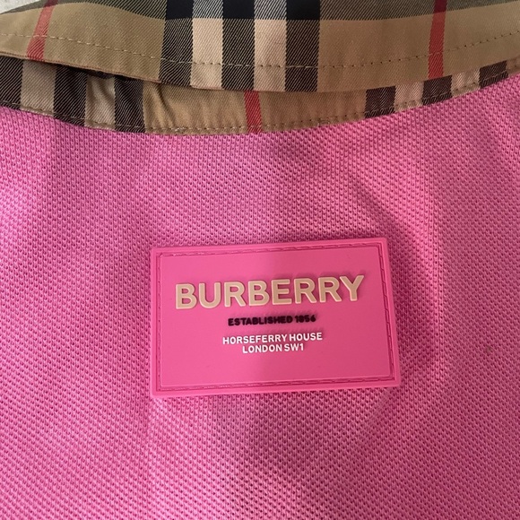 Burberry Kids Polo Dress in Pink with Plaid Collar - Picture 14 of 16